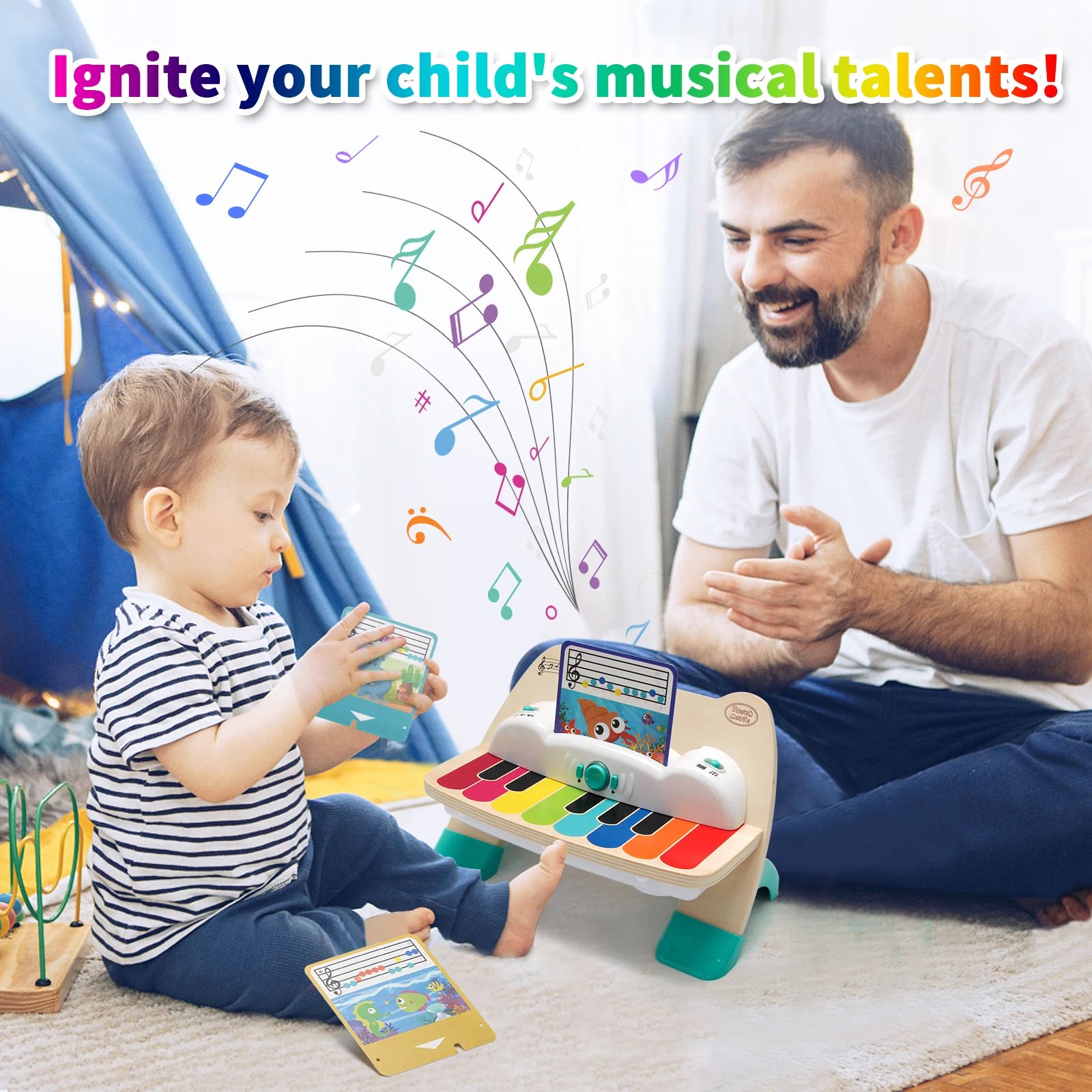 Wooden Touch Play Piano with Light & Music insert socre Music Score early learning Educational Toys for 12 months Baby Gifts Wooden Touch Play Piano with Light & Music insert socre Music Score early learning Educational Toys for 12 months Baby Gifts