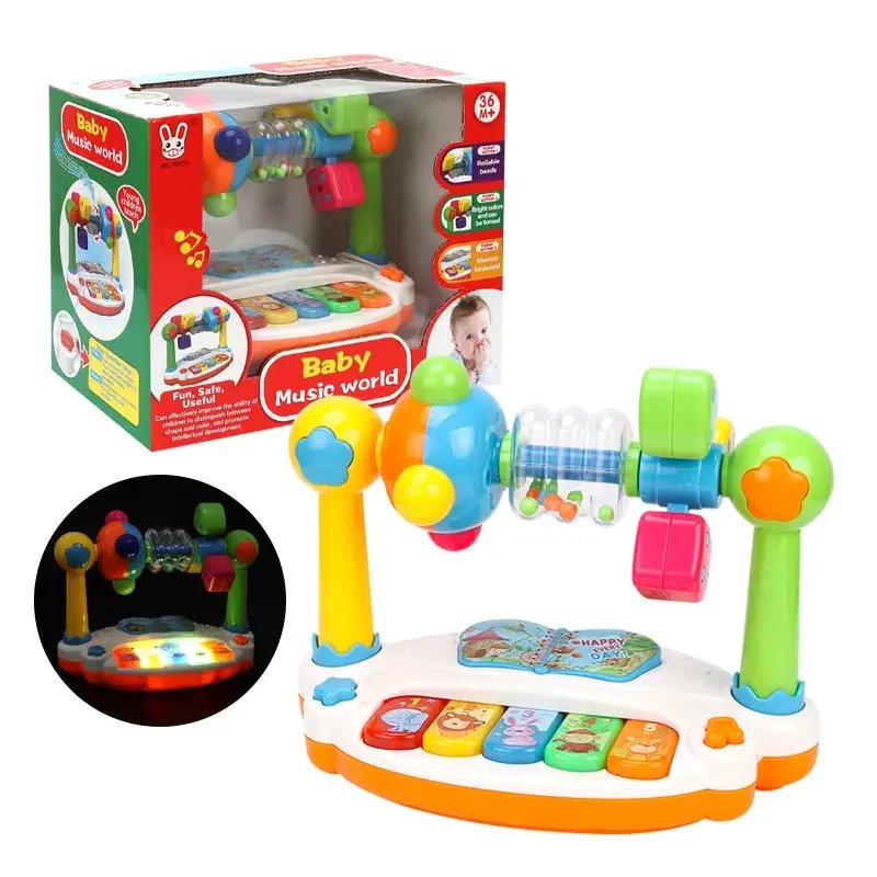 Kids Rotating Music Piano Keyboard with Light Sound Baby Piano Toys Musical Toys for Toddlers Early Educational Music Toy Gifts