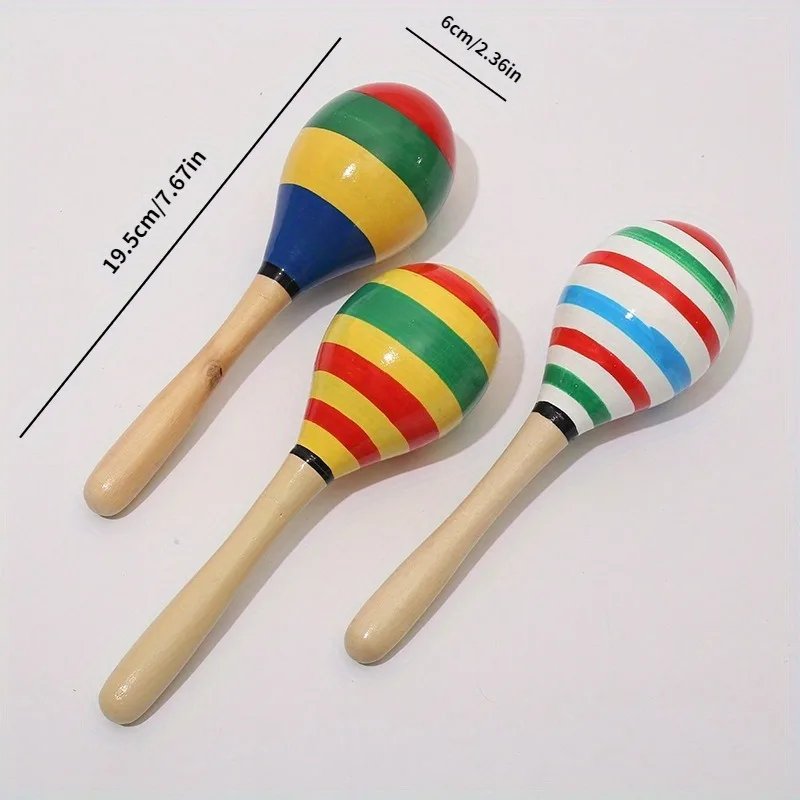 5PCS Maracas Hand Percussion Rattles Baby Musical Instruments Montessori Wooden Toys Sand Hammer Shaker Fiesta Party Favors