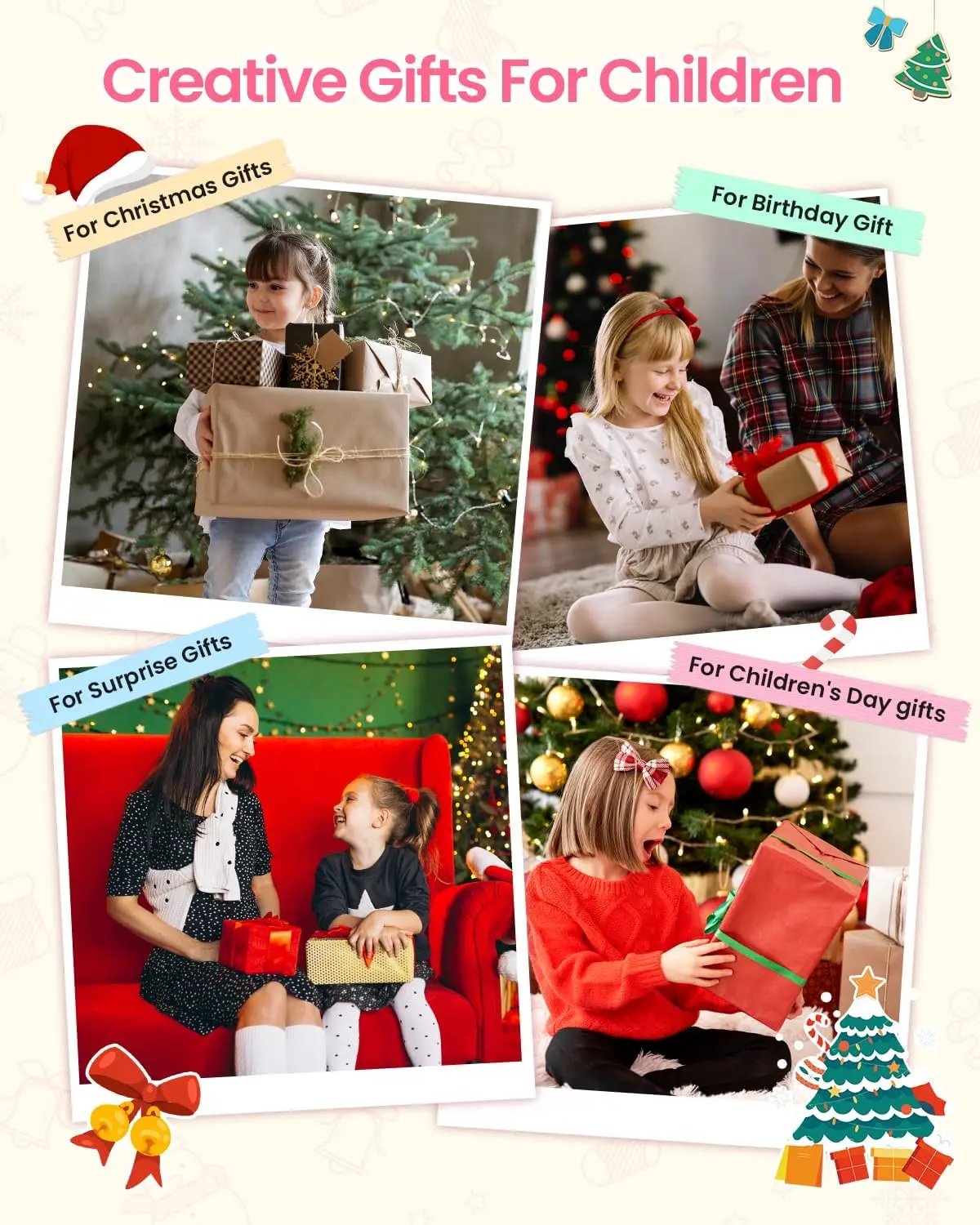 Bluetooth Kids Camera Instant Print Photo 1080P Mini Toddler Camera for Boys Girls DIY Instant Print Toys With 32G SD Card