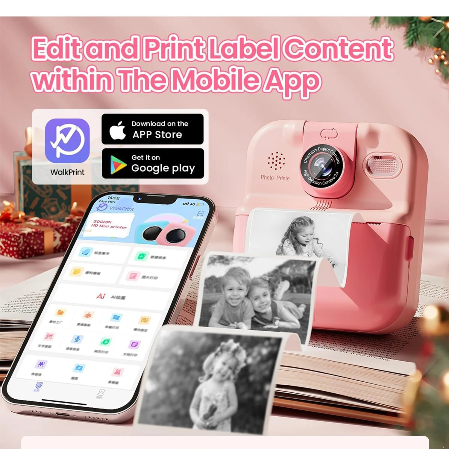 Bluetooth Kids Camera Instant Print Photo 1080P Mini Toddler Camera for Boys Girls DIY Instant Print Toys With 32G SD Card Bluetooth Kids Camera Instant Print Photo 1080P Mini Toddler Camera for Boys Girls DIY Instant Print Toys With 32G SD Card