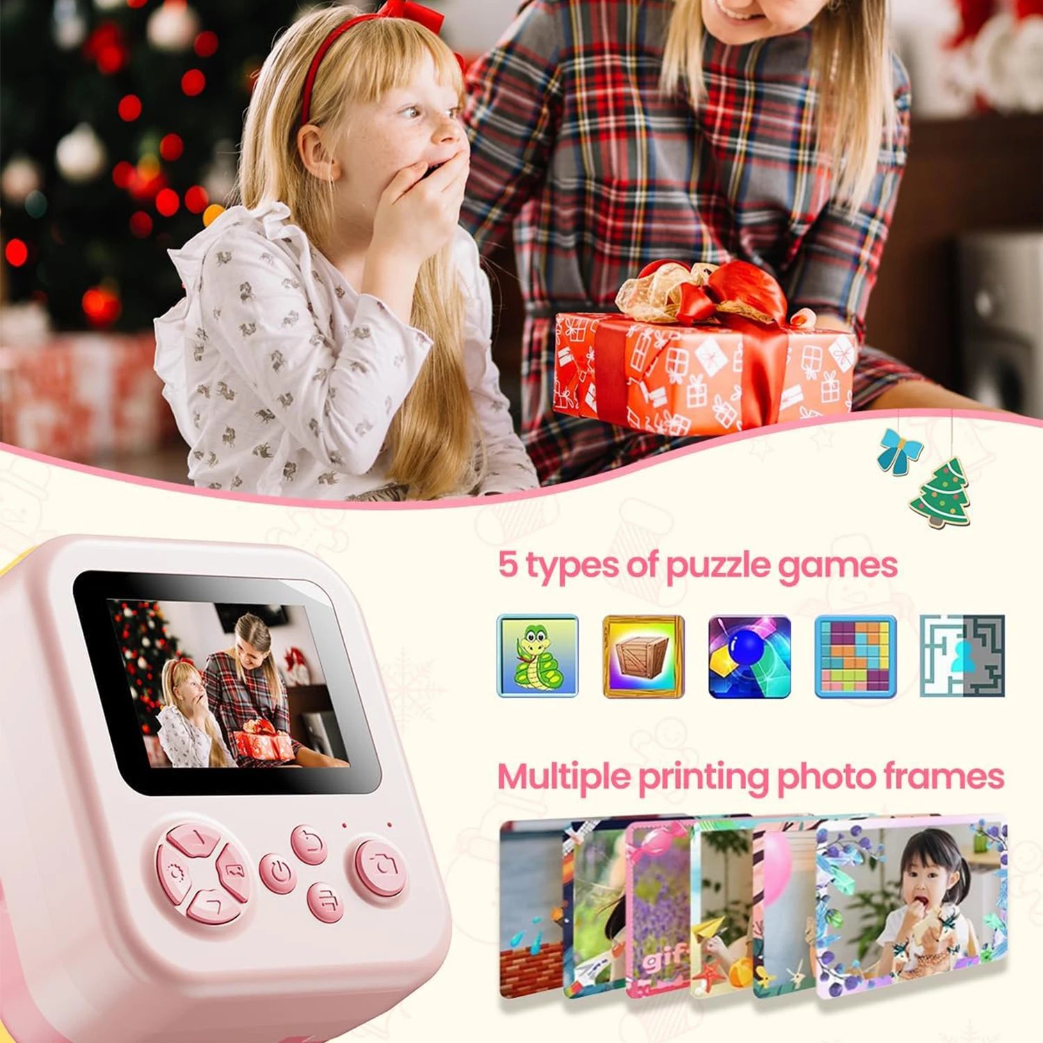 Bluetooth Kids Camera Instant Print Photo 1080P Mini Toddler Camera for Boys Girls DIY Instant Print Toys With 32G SD Card Bluetooth Kids Camera Instant Print Photo 1080P Mini Toddler Camera for Boys Girls DIY Instant Print Toys With 32G SD Card