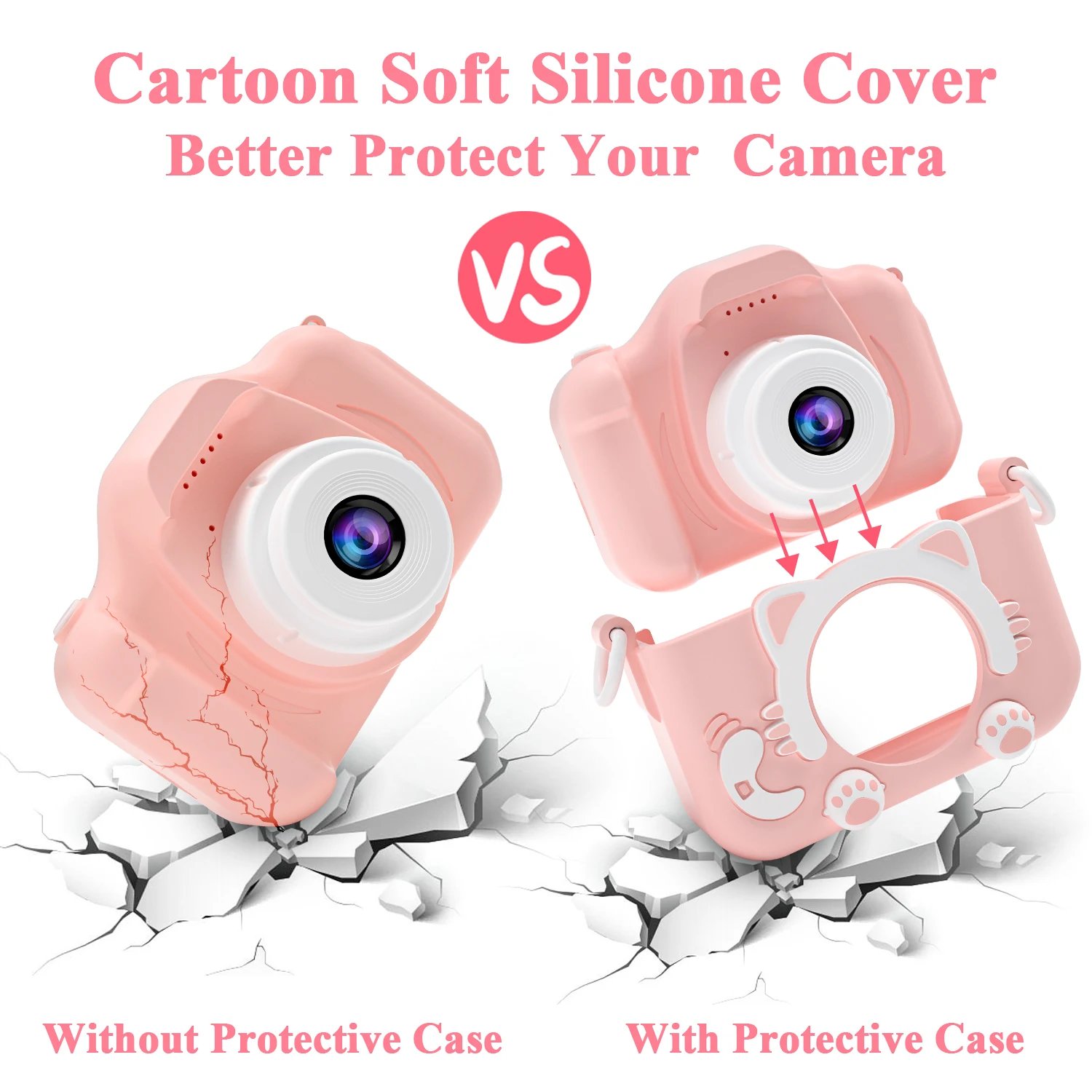 Cute Cat Children Cameras With 32G Card Silicone Cases Dual Cameras Kids Photography HD Video Camera Toys Festivals Gifts Cute Cat Children Cameras With 32G Card Silicone Cases Dual Cameras Kids Photography HD Video Camera Toys Festivals Gifts