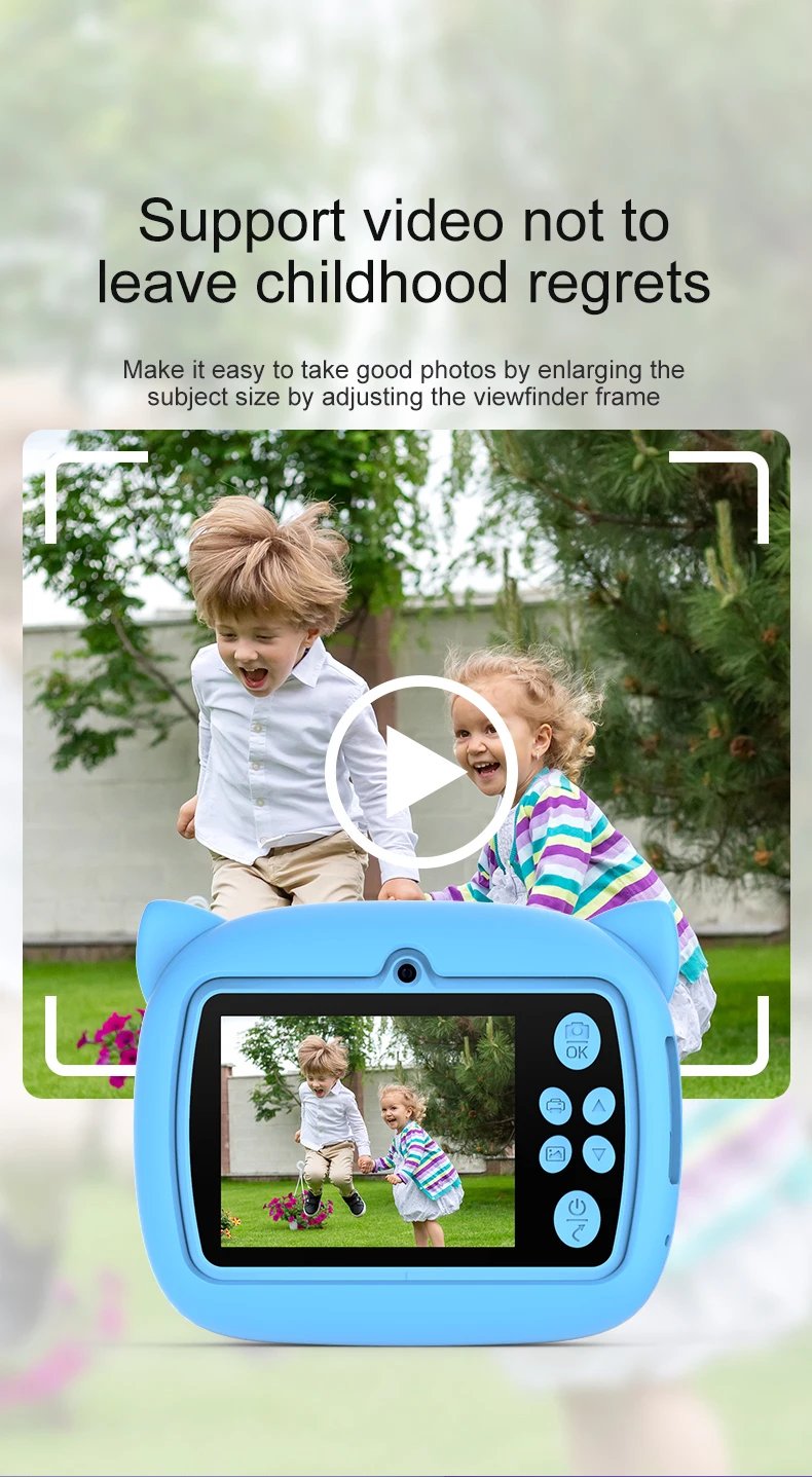 Kids Digital Camera Instant Print Kids Thermal Print Camera Instant Photo Print Camera Video Toy +32G memory card gift