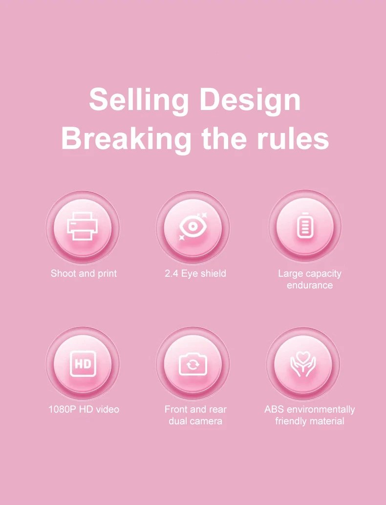 Kids Digital Camera Instant Print Kids Thermal Print Camera Instant Photo Print Camera Video Toy +32G memory card gift