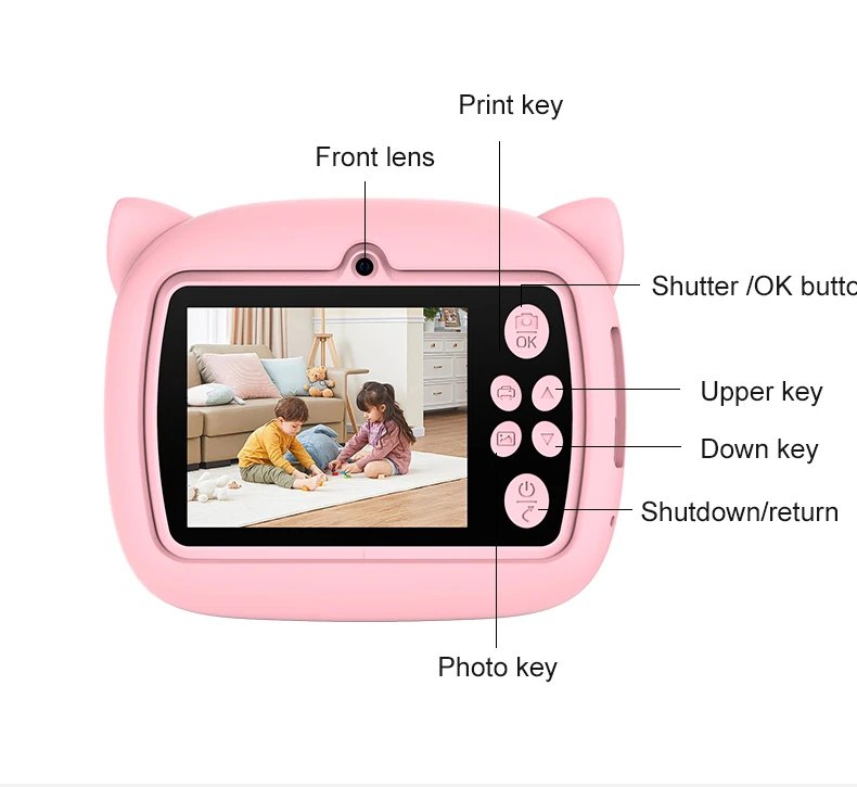 Kids Digital Camera Instant Print Kids Thermal Print Camera Instant Photo Print Camera Video Toy +32G memory card gift
