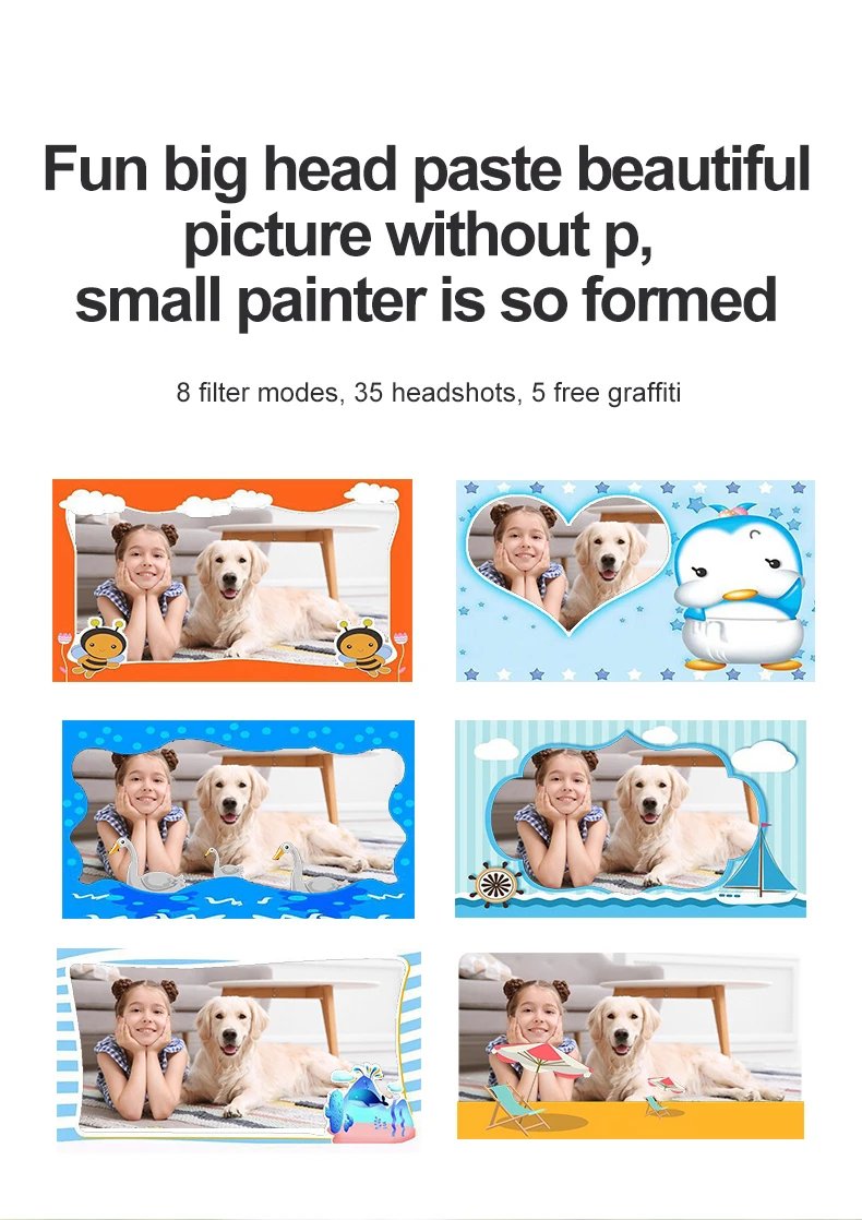 Kids Digital Camera Instant Print Kids Thermal Print Camera Instant Photo Print Camera Video Toy +32G memory card gift