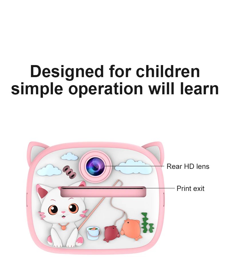 Kids Digital Camera Instant Print Kids Thermal Print Camera Instant Photo Print Camera Video Toy +32G memory card gift