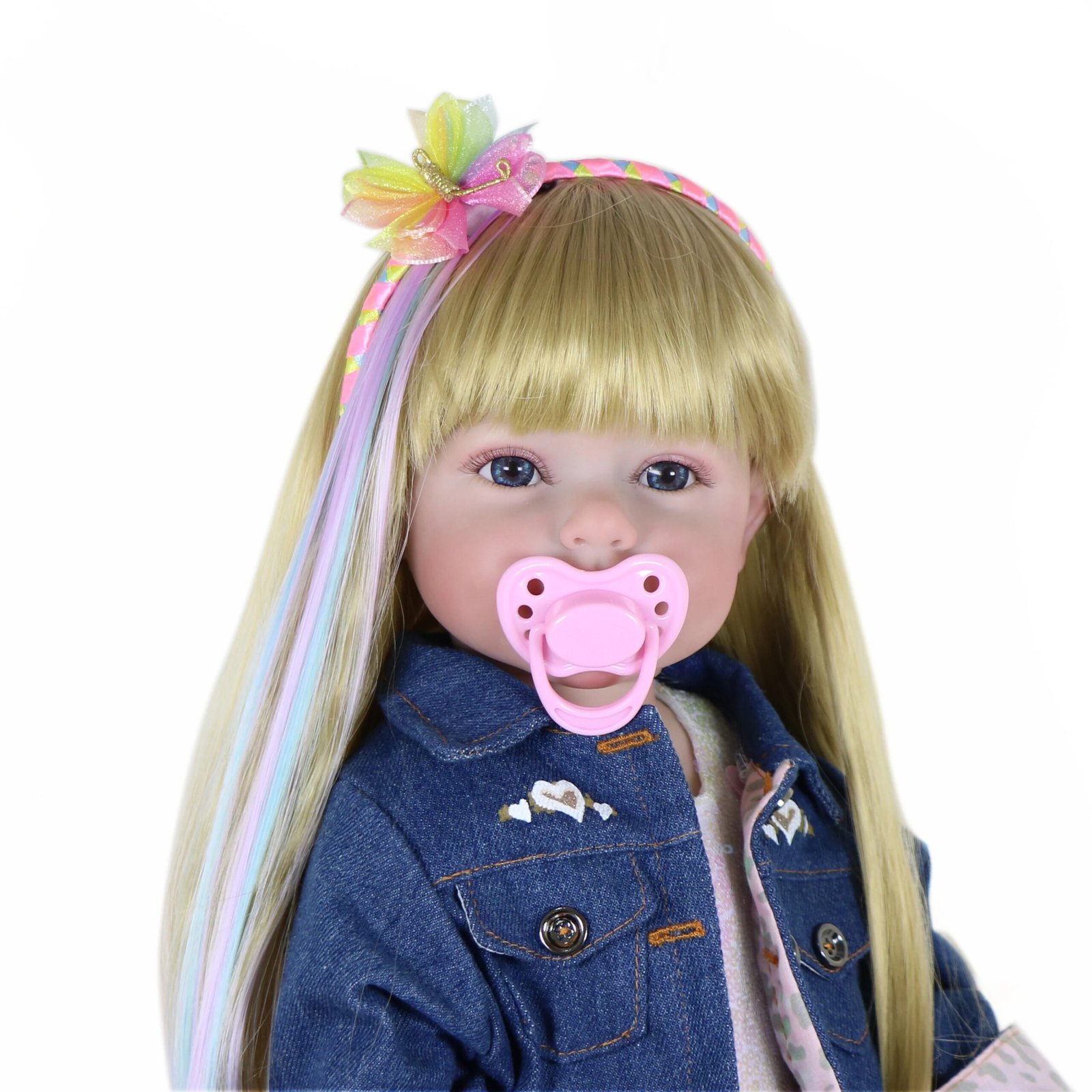 Reborn Toddler Stand Doll -22 inch Fashions Girl with 3D Painted Skin on face  full vinyl with Blonde wigs Christmas Gift