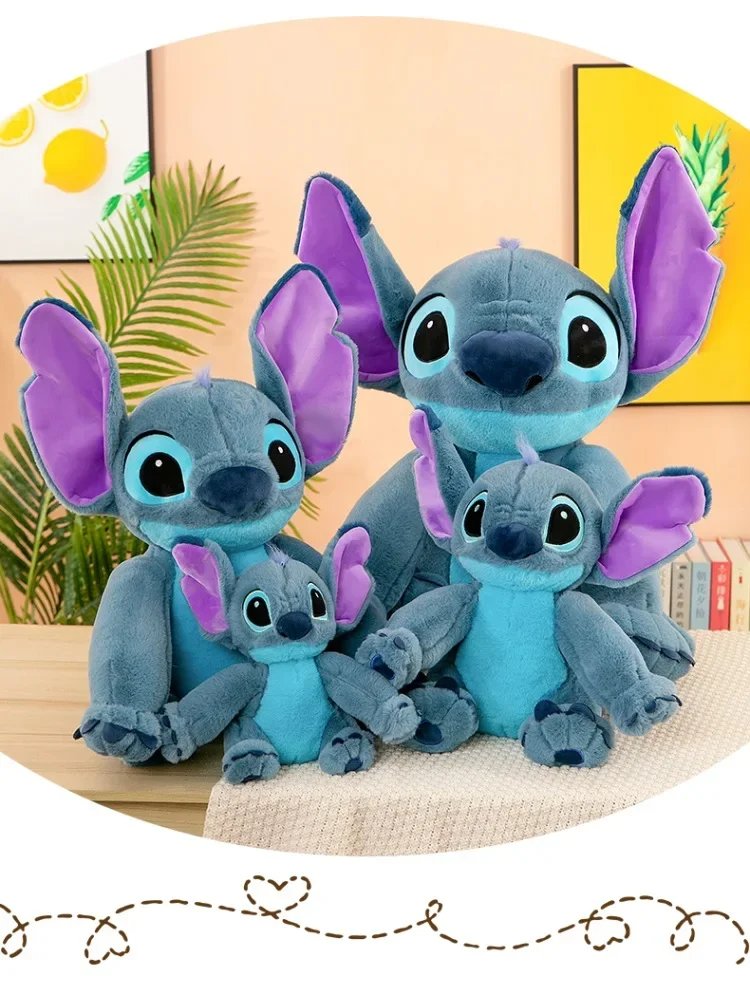 Disney Stitch Plush Toys Dolls Anime Stitch Sitting Stitch 45/60cm Cartoon Stuffed Doll Children's Comforting Pillow Kids Gifts