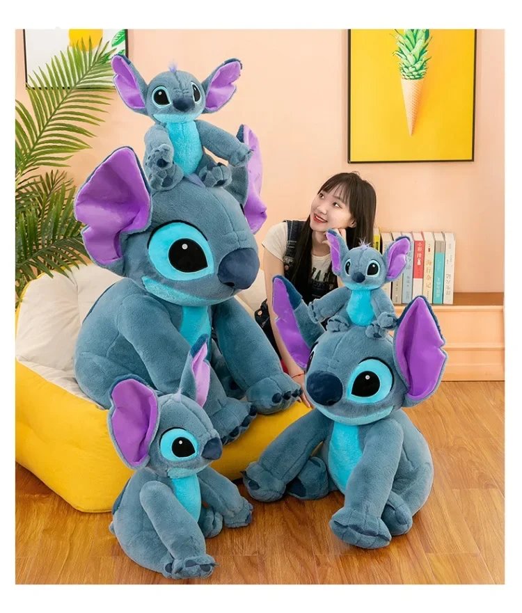 Disney Stitch Plush Toys Dolls Anime Stitch Sitting Stitch 45/60cm Cartoon Stuffed Doll Children's Comforting Pillow Kids Gifts