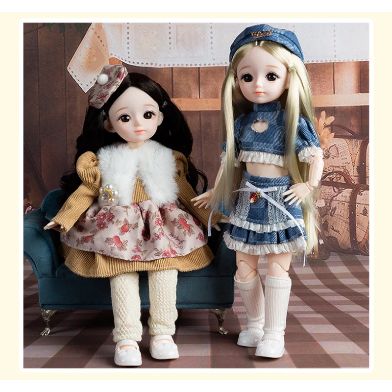 NEW BJD Dolls for Girls Full Set 1/6 Anime BJD Dolls 3D Eyes 30cm Lolita Fashion Dress Up DIY Toy Children Birthday Gifts Toys
