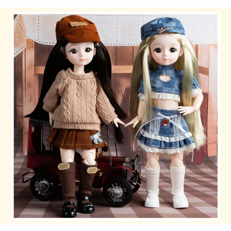 NEW BJD Dolls for Girls Full Set 1/6 Anime BJD Dolls 3D Eyes 30cm Lolita Fashion Dress Up DIY Toy Children Birthday Gifts Toys