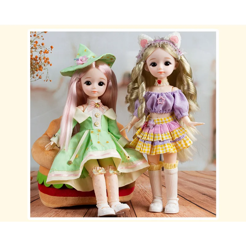 NEW BJD Dolls for Girls Full Set 1/6 Anime BJD Dolls 3D Eyes 30cm Lolita Fashion Dress Up DIY Toy Children Birthday Gifts Toys