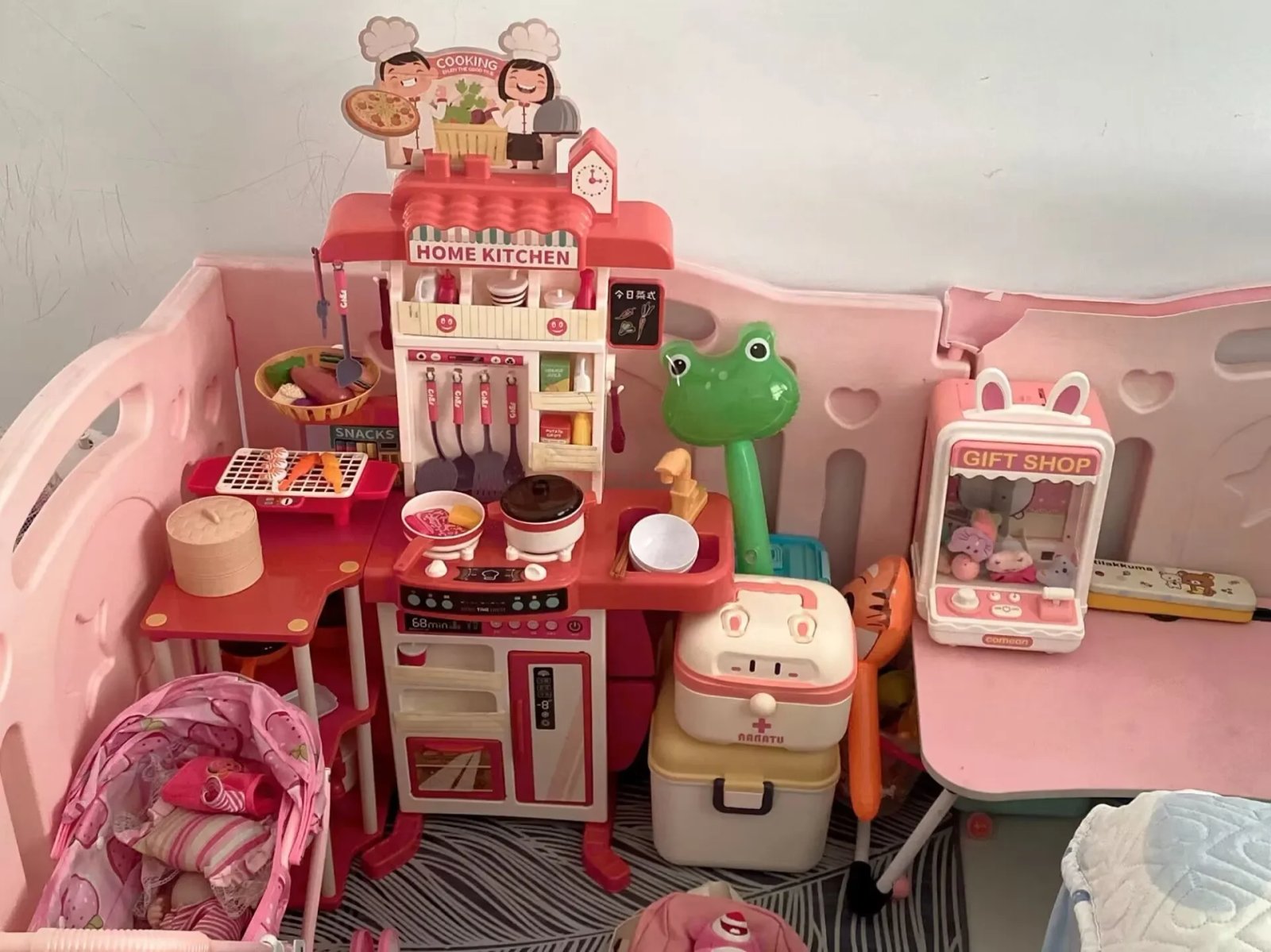 95cm Children's Home Cooking Simulator Kitchen Set Kitchen Girls Cooking Spray Dining Table Toys Christmas Gifts