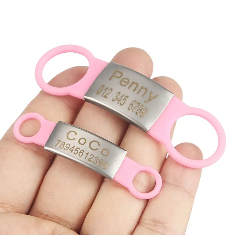 Silicone Engrav Pet ID Accessories Customize Dog Nameplate Name Phone Engraved Dog Collar Personalized Puppy Cat Pet Supplies