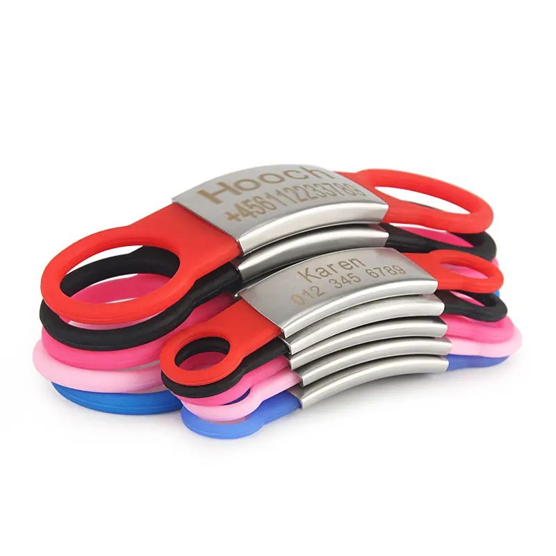 Silicone Engrav Pet ID Accessories Customize Dog Nameplate Name Phone Engraved Dog Collar Personalized Puppy Cat Pet Supplies