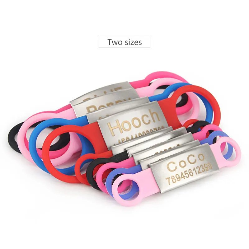 Silicone Engrav Pet ID Accessories Customize Dog Nameplate Name Phone Engraved Dog Collar Personalized Puppy Cat Pet Supplies