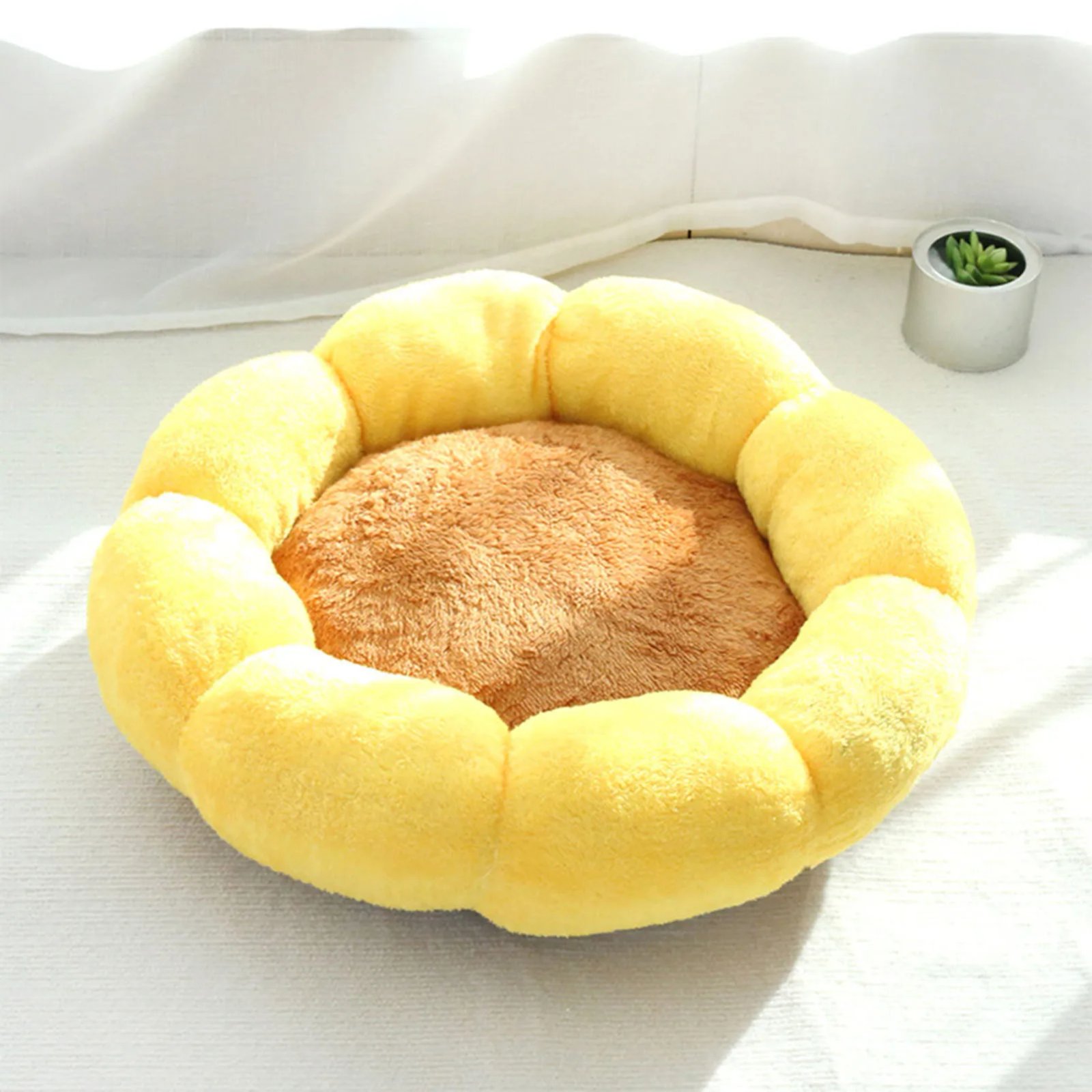 Flower Pet Bed Pet Bed Cute Flower Shape Soft Comfortable 360 Degree Support Round Dog Bed for Bedroom Living Room Small Dog Bed