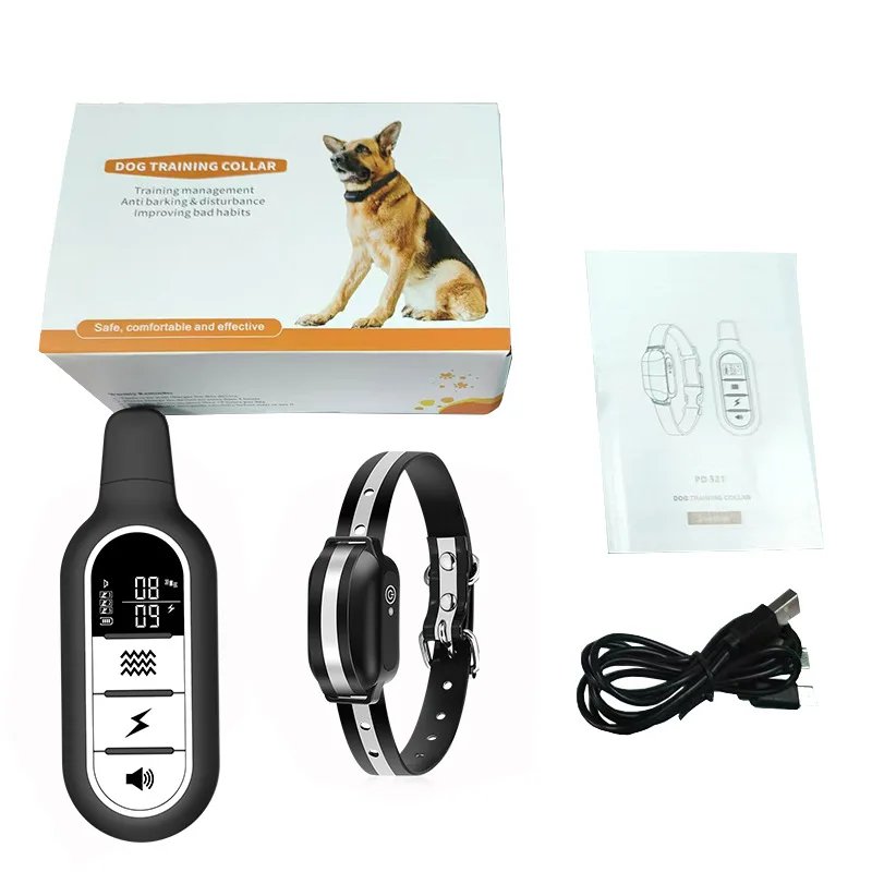 Electric Dog Training Collar 1000m Remote Control IPX7 Waterproof Vibrator Shock Function for Bark Stop Suitable for Dogs