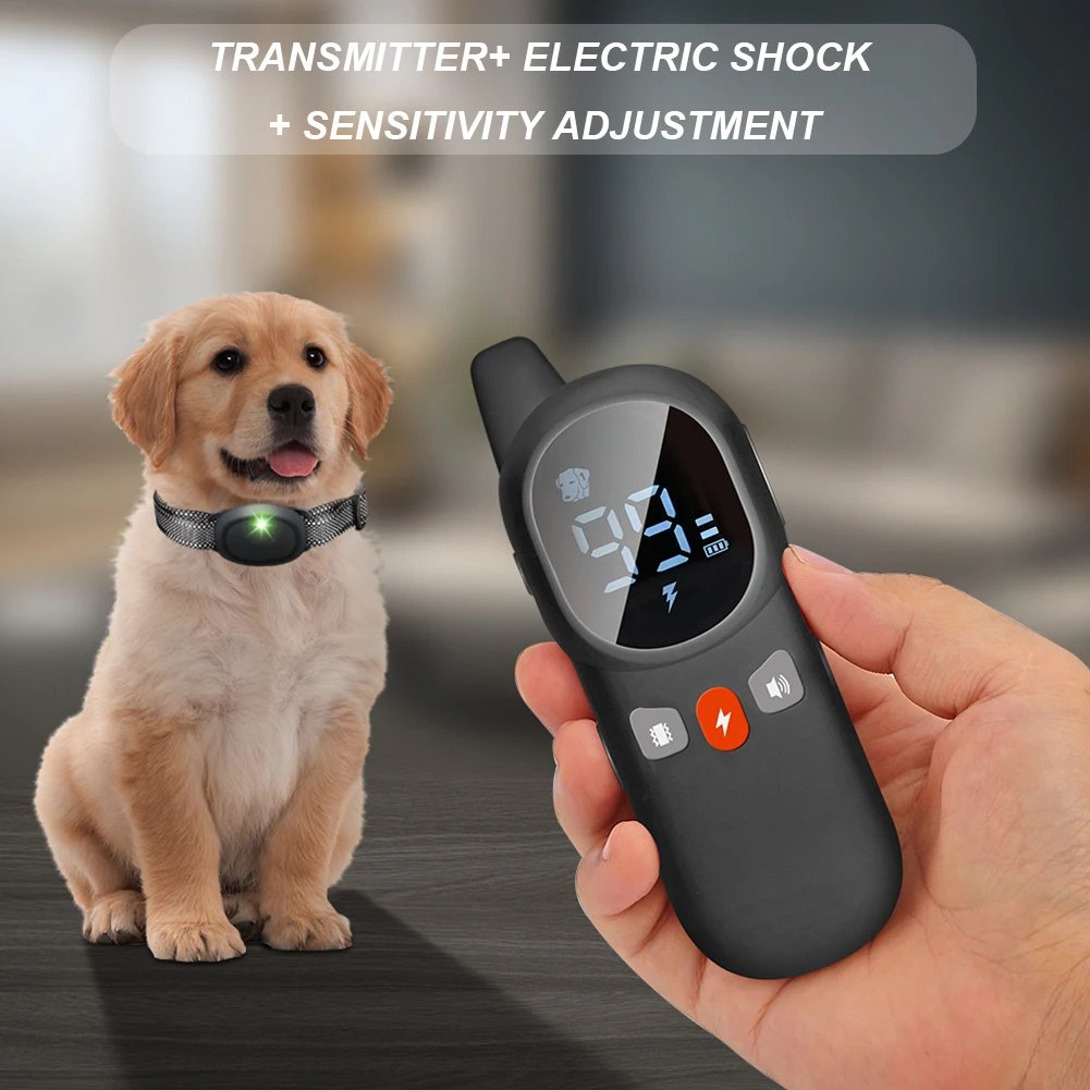 800M Electric Dog Training Collar Waterproof Remote Control Anti Bark Collar Sound Vibration Shock for All Size Dog