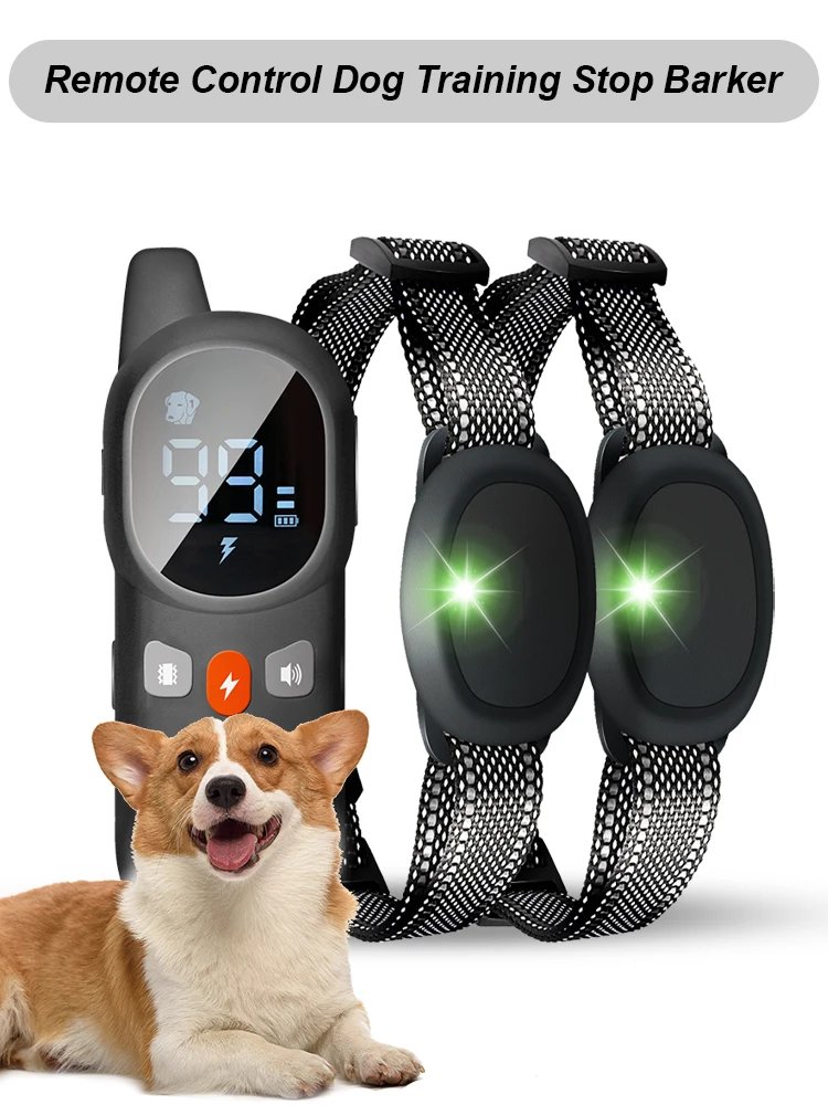 800M Electric Dog Training Collar Waterproof Remote Control Anti Bark Collar Sound Vibration Shock for All Size Dog