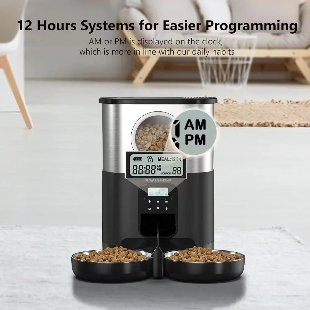 Automatic Pet Feeder For Cats Smart Pet Fresh Food Dispenser With Stainless Steel Bowl Auto Cat Kibble Dispenser For Dogs