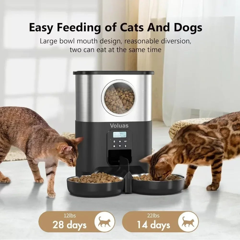 Automatic Pet Feeder For Cats Smart Pet Fresh Food Dispenser With Stainless Steel Bowl Auto Cat Kibble Dispenser For Dogs