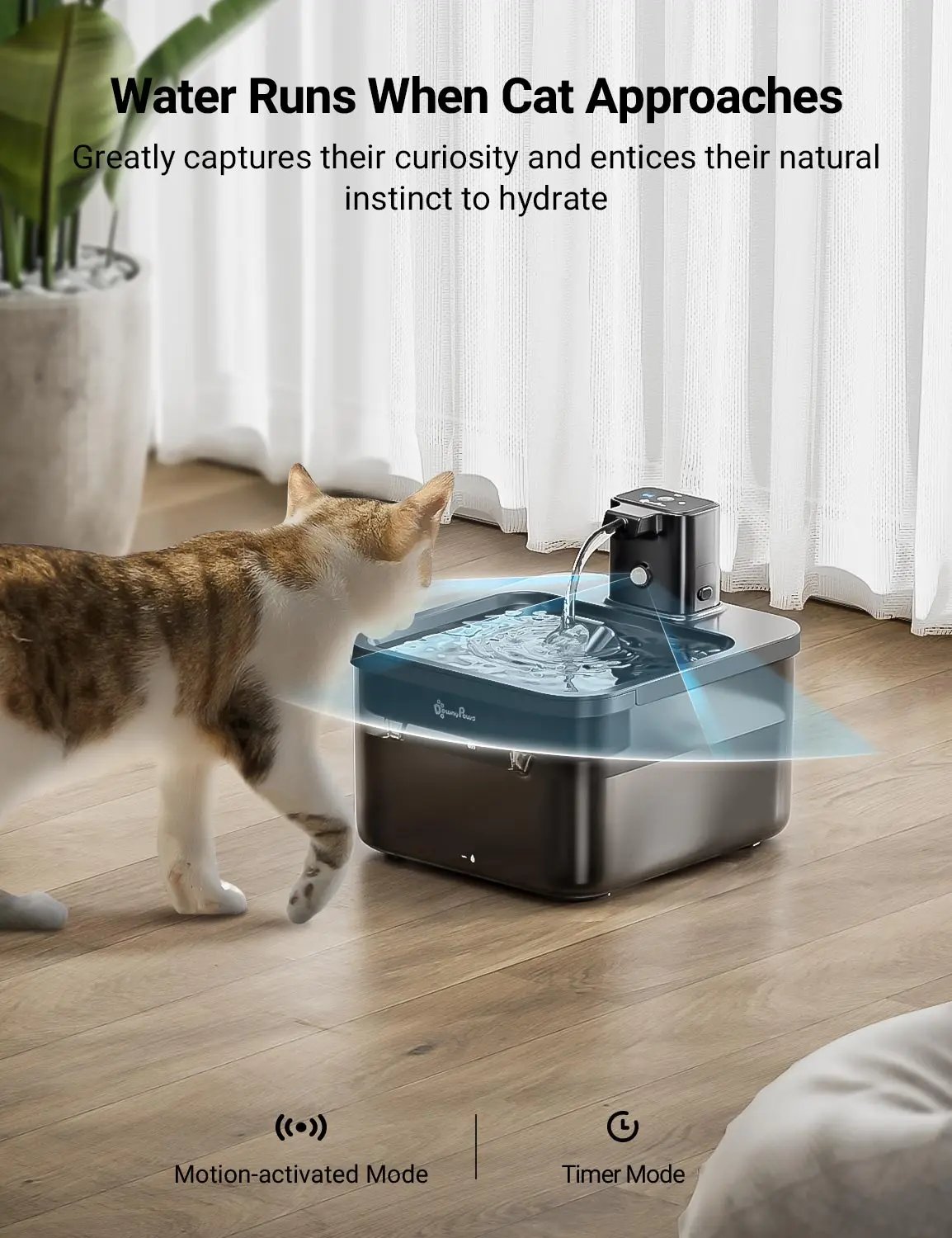 DownyPaws 2.5L Wireless Cat Water Fountain Battery Operated Automatic Pet Water Fountain with Motion Sensor Dog Water Dispenser DownyPaws 2.5L Wireless Cat Water Fountain Battery Operated Automatic Pet Water Fountain with Motion Sensor Dog Water Dispenser