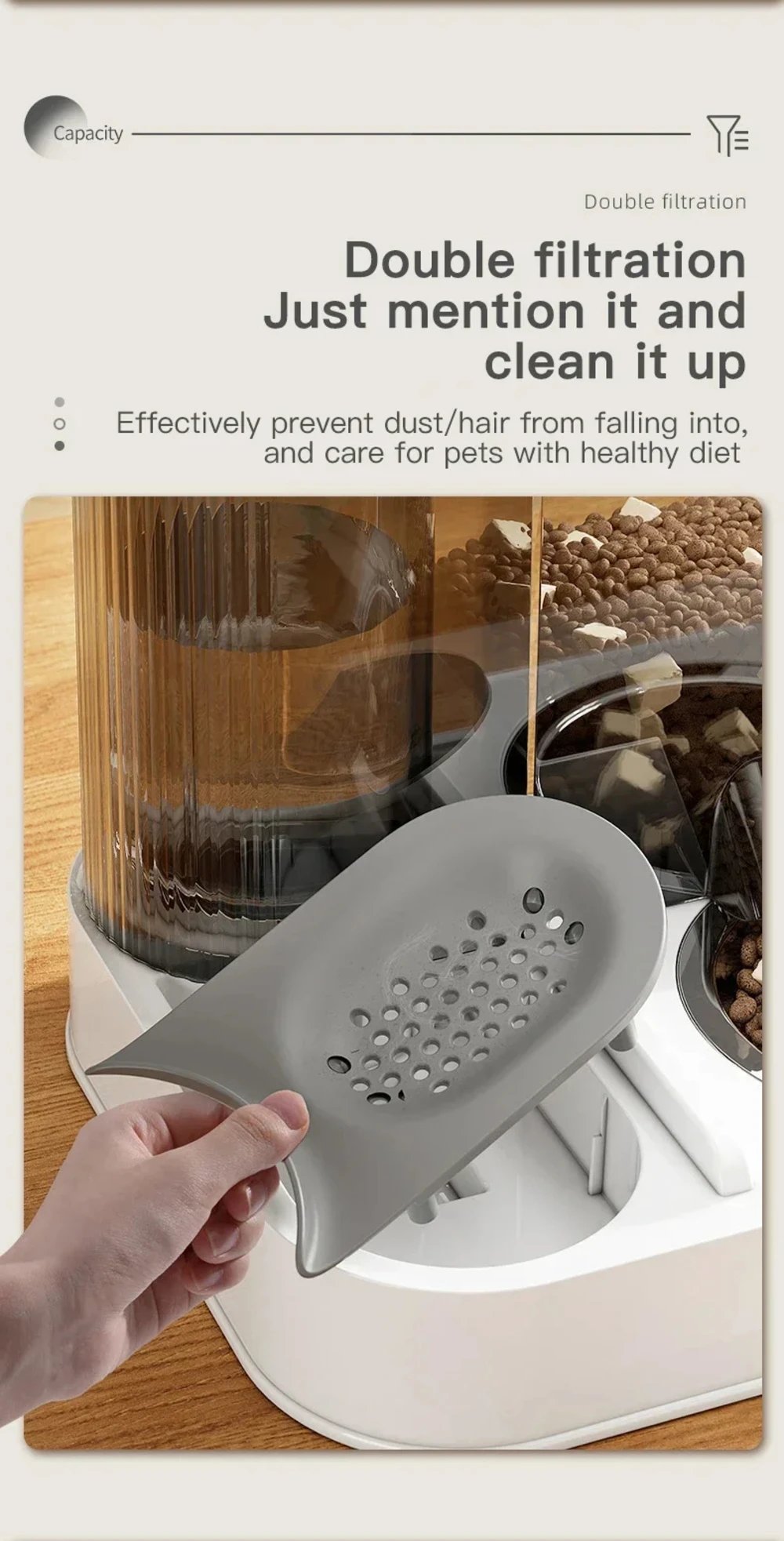 Automatic Pet Feeder 1.5L Water 2.2L Food Gravity Cat Food Feeding USB Dual Filter Water Dispenser Water Shortage Auto Power Off