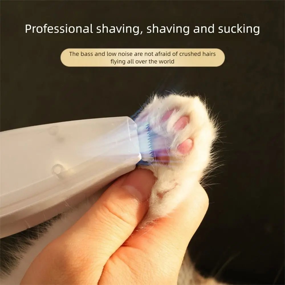 With Vacuum Pet Paw Hair Clipper Low Noise Waterproof Dog Grooming Trimmer Clear Bin with Clean Brush Cats Foot Hair Remover