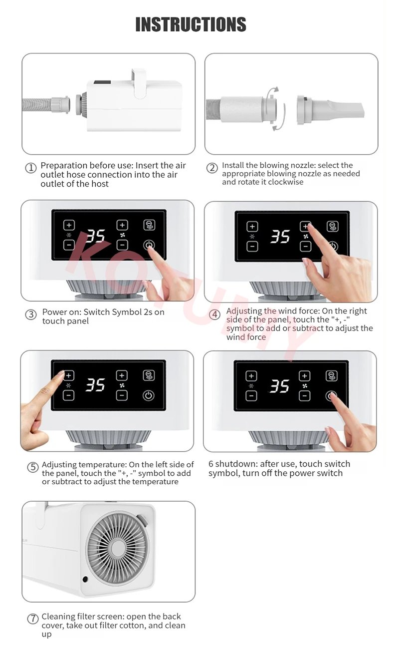 Professional LED Pet Hair Dryer Dog Cat Grooming Water Blower Warm Wind Heater Adjustable Blow-Dryer 220V