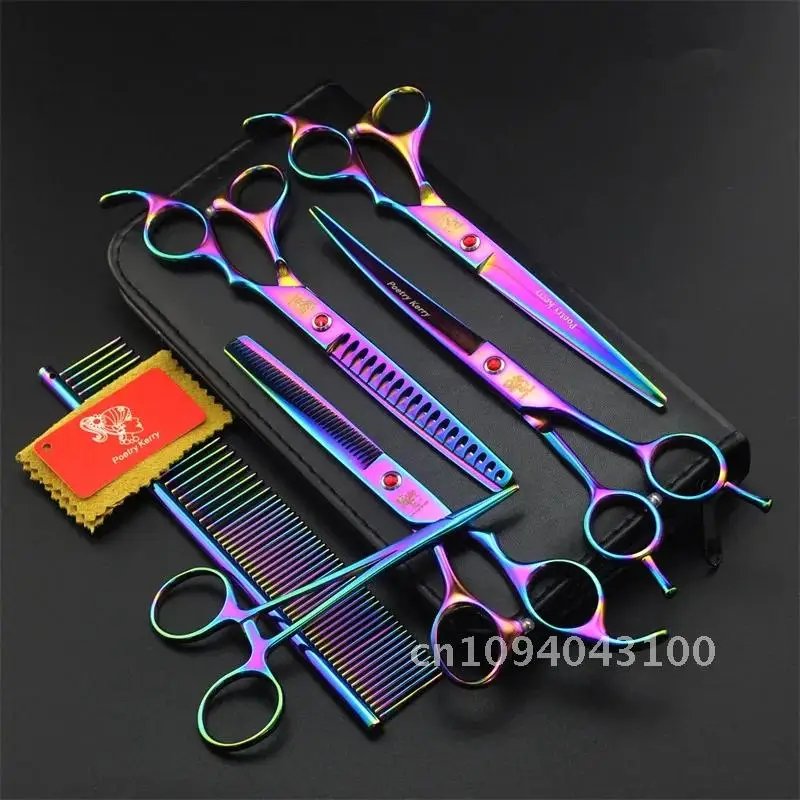 7.0 Inch Professional Pet Scissors For Dog Grooming Dogs Shears Curved &Thinning 4pcs & Hair Straight Set Scissors +Comb Cutter 7.0 Inch Professional Pet Scissors For Dog Grooming Dogs Shears Curved &Thinning 4pcs & Hair Straight Set Scissors +Comb Cutter