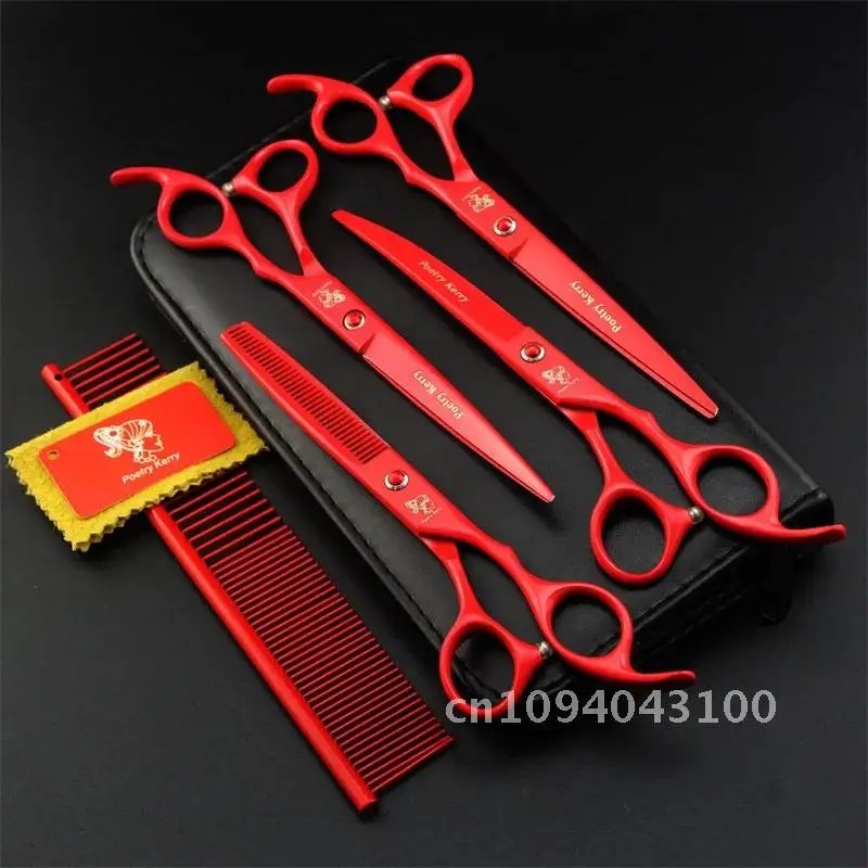 7.0 Inch Professional Pet Scissors For Dog Grooming Dogs Shears Curved &Thinning 4pcs & Hair Straight Set Scissors +Comb Cutter 7.0 Inch Professional Pet Scissors For Dog Grooming Dogs Shears Curved &Thinning 4pcs & Hair Straight Set Scissors +Comb Cutter