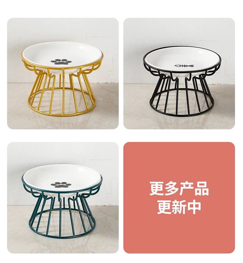 Ceramic For Dog Cat Puppy Kitten Elevated Cat Feeder Drinker Pet Feeder Bowl Pet Supplies Cat Food Bowl Water Feeder Container