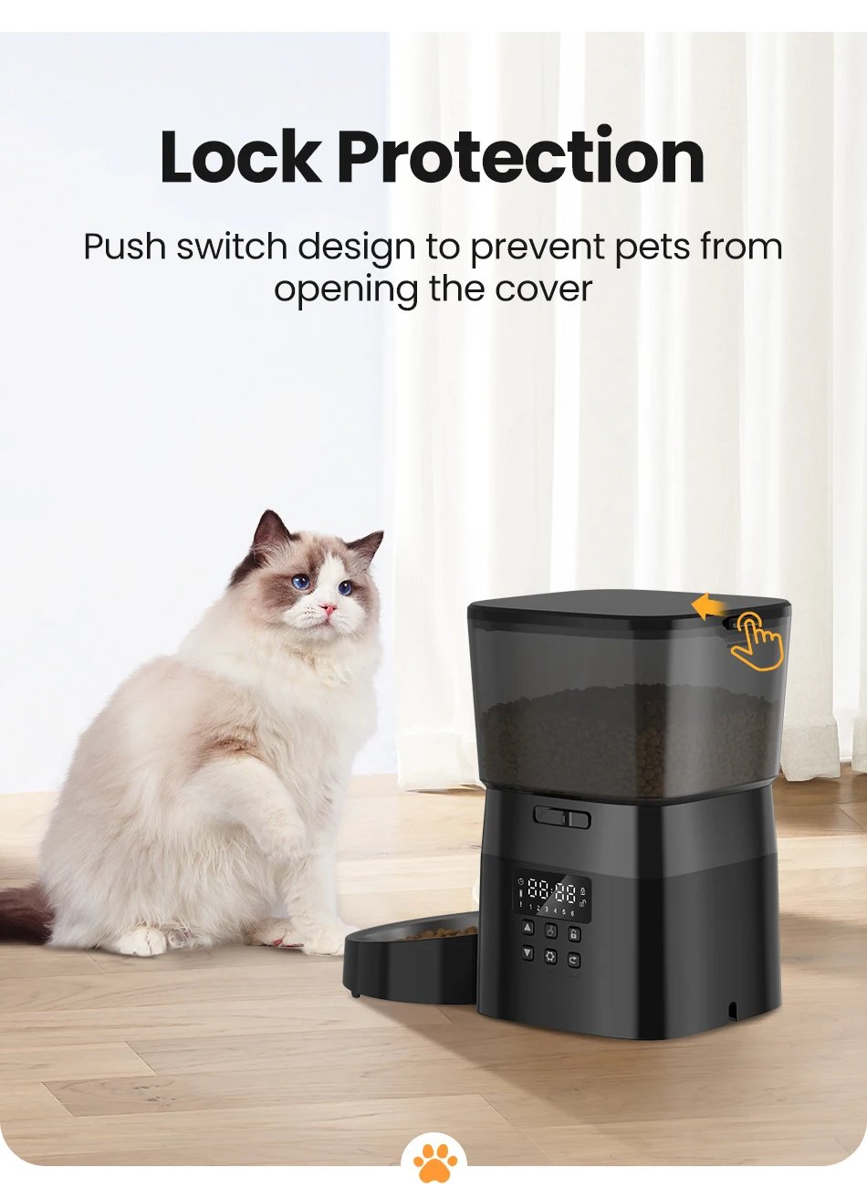 ROJECO Automatic Cat Feeder Pet Smart Cat Food Kibble Dispenser Button Version Smart Control Auto Feeder For Cat Dog Accessories