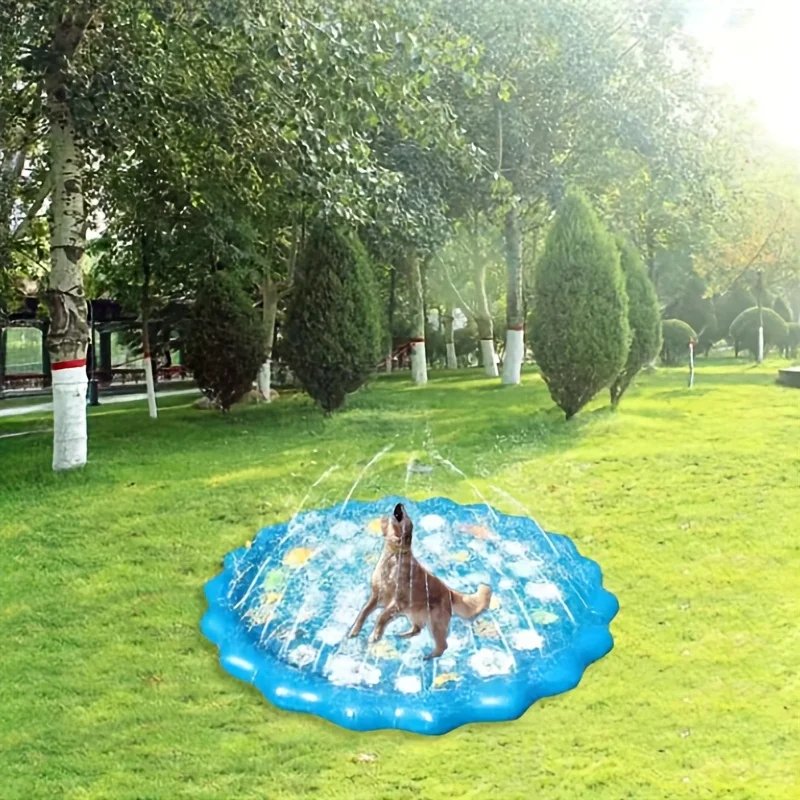 Heavy-Duty Outdoor Pet Bathing Basin with Spray Function - Non-Slip Dog Water Play Mat for Summer Fun and Pet Bathing
