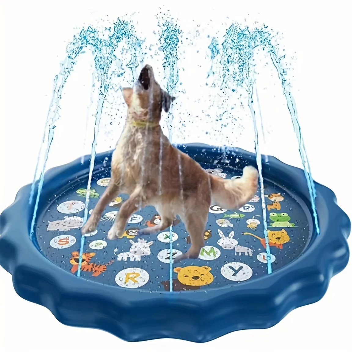 Heavy-Duty Outdoor Pet Bathing Basin with Spray Function - Non-Slip Dog Water Play Mat for Summer Fun and Pet Bathing