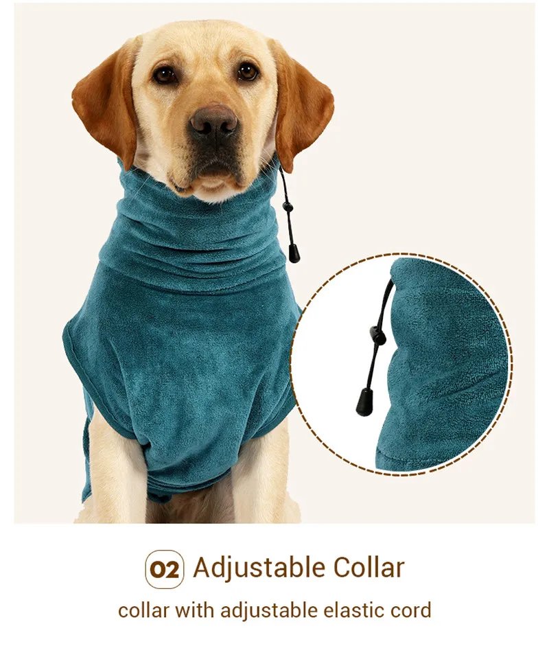 Dog Bathrobe Super Absorbent Dog Bathing Suit for Small Medium Large Dogs Quick-Drying Pet Bath Towel Warm Dog Clothing Corgi