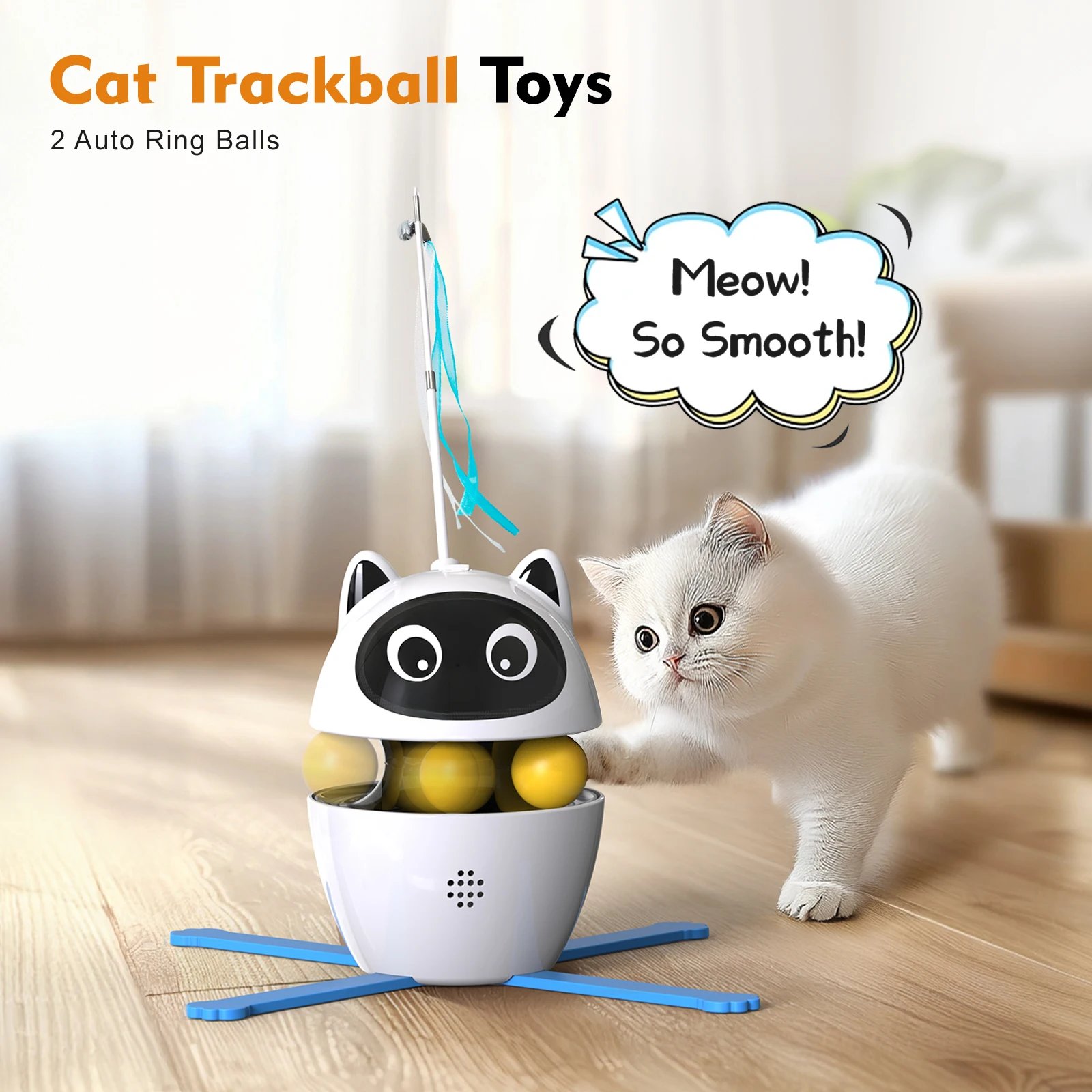 4-in-1 Rechargeable Cat Laser Toy Indoor Electric Interactive Multifunctional Toys Adjustable Laser and 2 Auto Ring Balls 4-in-1 Rechargeable Cat Laser Toy Indoor Electric Interactive Multifunctional Toys Adjustable Laser and 2 Auto Ring Balls