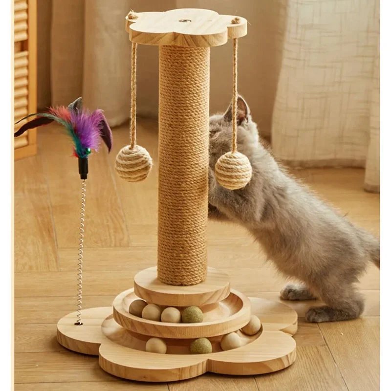 Pet to Supplies Cat Climbing Frame Grinding Claws Teasing post grab Cat Stick Relieve Multi-function Boredom Toy