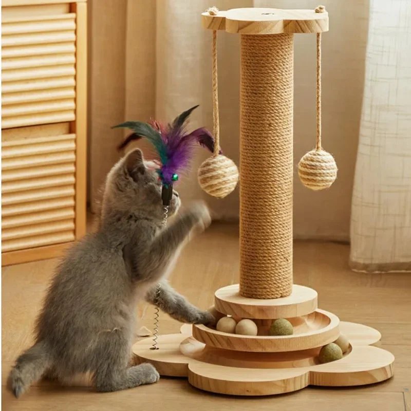 Pet to Supplies Cat Climbing Frame Grinding Claws Teasing post grab Cat Stick Relieve Multi-function Boredom Toy