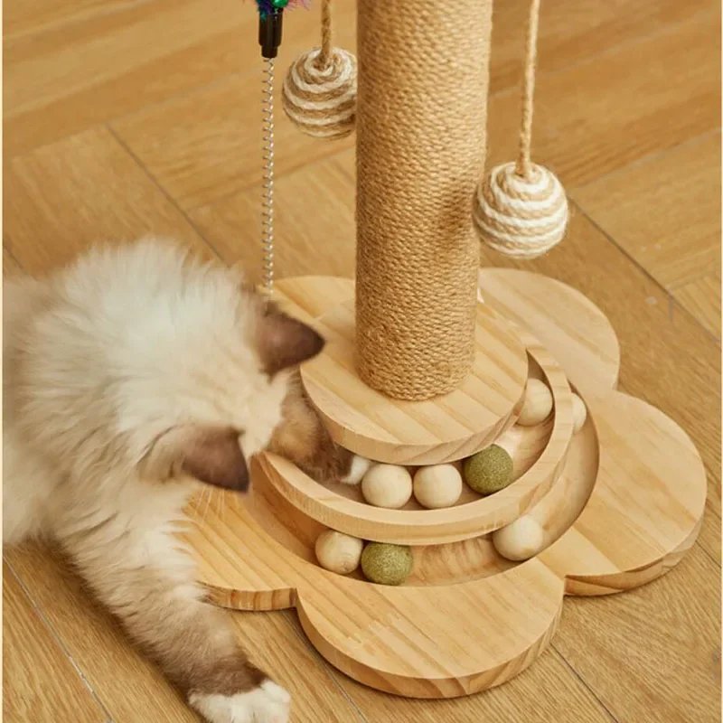 Pet to Supplies Cat Climbing Frame Grinding Claws Teasing post grab Cat Stick Relieve Multi-function Boredom Toy
