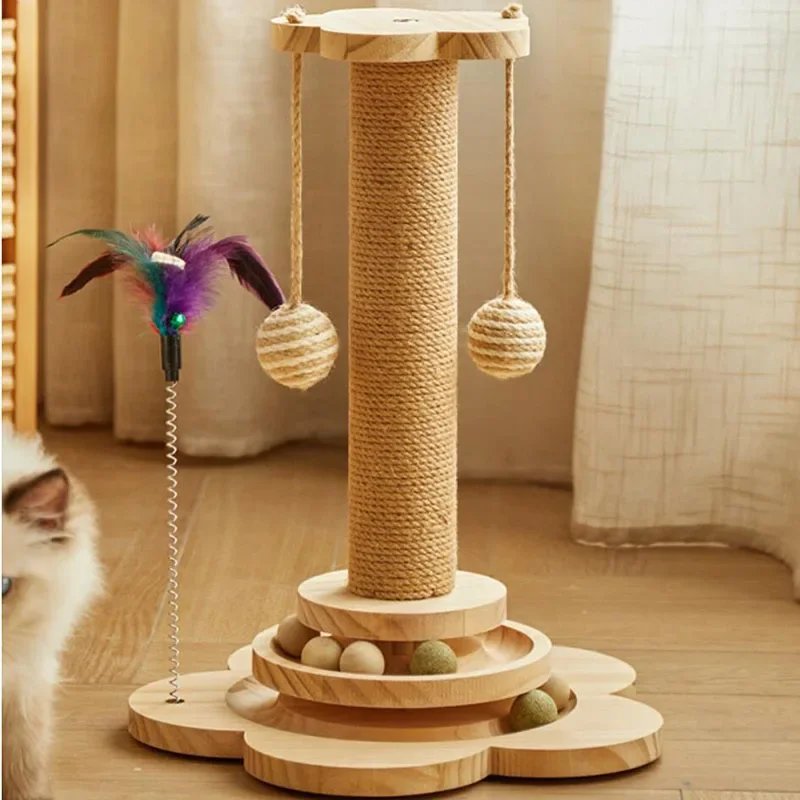 Pet to Supplies Cat Climbing Frame Grinding Claws Teasing post grab Cat Stick Relieve Multi-function Boredom Toy