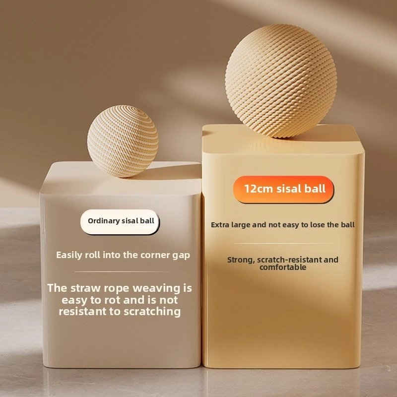 1PCS Jute Ball Cat Toy - Pet Scratching Tool with Jute Rope Durable Indoor Play Toy for Cats