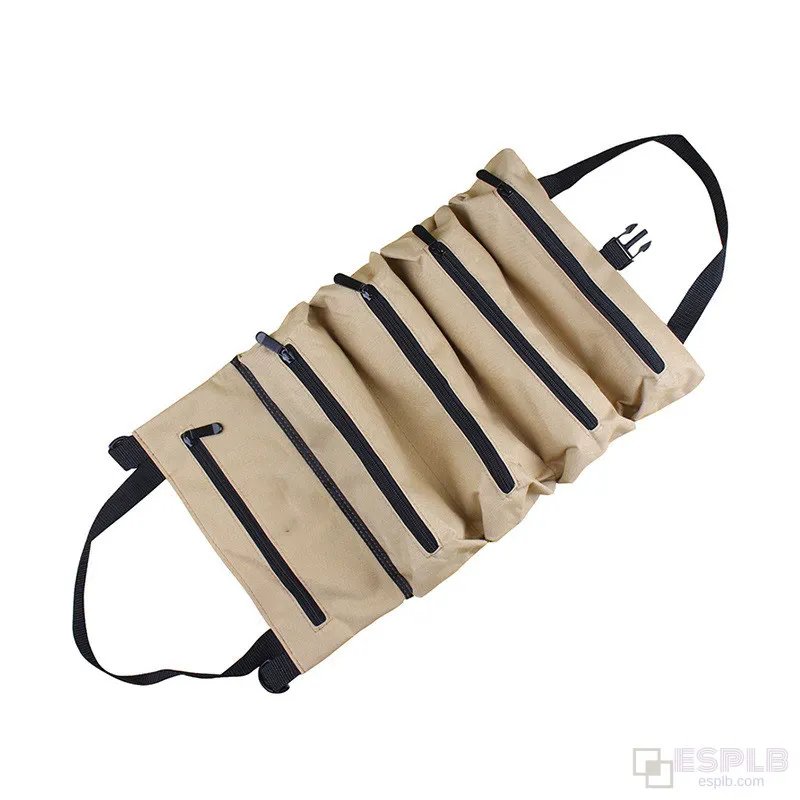 ESPLB Roll Tool Bag Canvas Car Handbag Multi-Purpose Organizer Bucket First Aid Kit Wrap Roll Storage Case