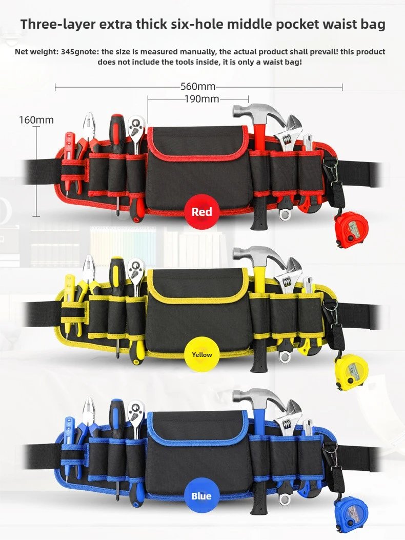 Electrician's Durable Multi-Pocket Tool Belt Bag Premium Quality Heavy Duty Portable Utility Pouch for Electrical Repair and Mai