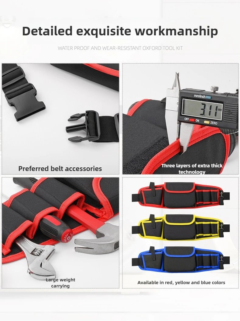 Electrician's Durable Multi-Pocket Tool Belt Bag Premium Quality Heavy Duty Portable Utility Pouch for Electrical Repair and Mai