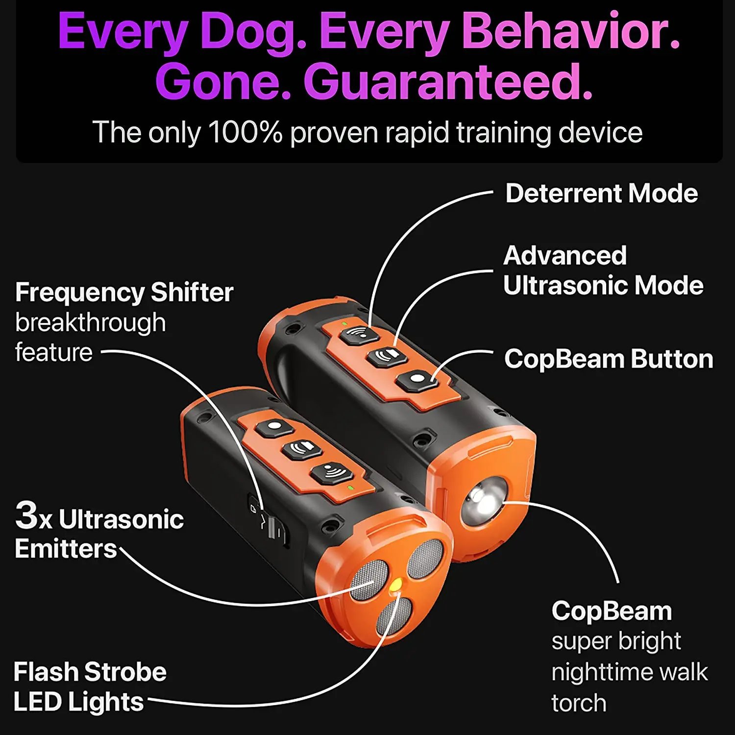 2023 Release Pet Dog Repeller Ultrasonic Dog Training Device Rechargeable Anti Dog Bark Deterrent Device With LED Flashlight Grooming Pets Supplies Top Categories Color : Black|Orange 2023 Release Pet Dog Repeller Ultrasonic Dog Training Device Rechargeable Anti Dog Bark Deterrent Device With LED Flashlight Grooming Pets Supplies Top Categories Color : Black|Orange