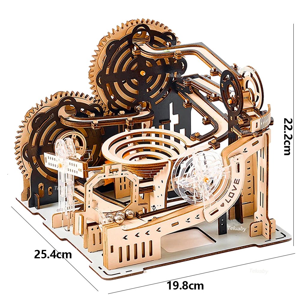 3D Wooden Puzzle Marble Run Set DIY Assembly Building Model Kit STEAM Engine Educational Toys for Adult Kids Birthday Gifts